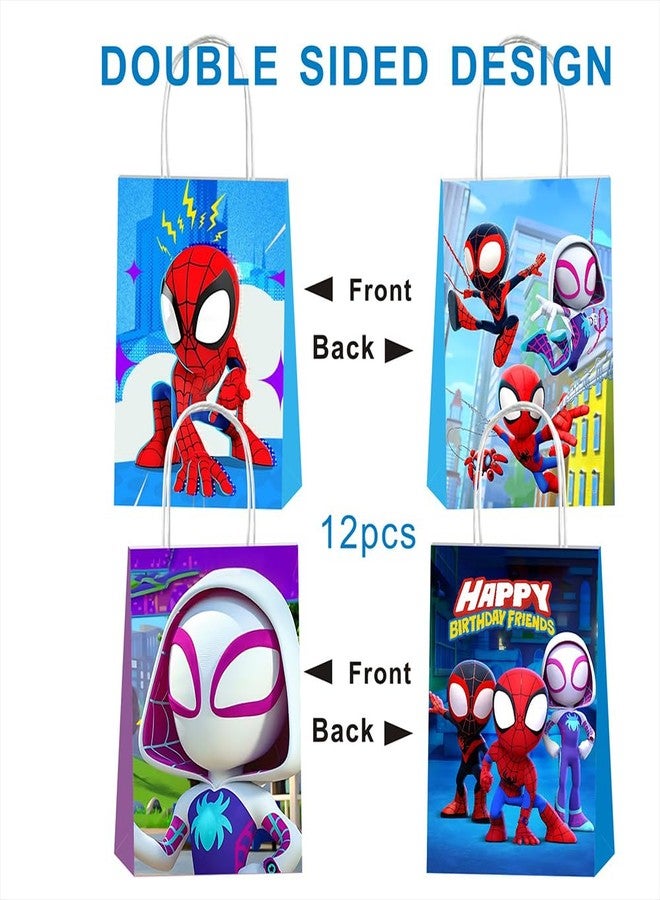 BNFUO 12pcs Spider and His Friends Party Gift Bags with Handles,Boy and Girl Birthday Party Supplies for Spider and His Friends Party Decorations - Image 2